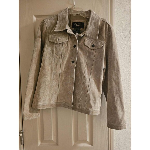 Fabi Jackets & Blazers - Fabio Women's Tan Suede Genuine Soft Leather Rib Lined Short Jacket Size L VTG